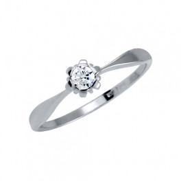 Prsten s briliantem s okvětn&iacute;mi l&iacute;stky I